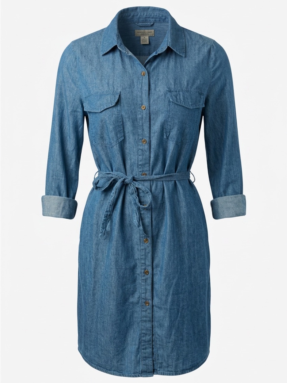 JustFab Chambray Shirt Dress in Blue S